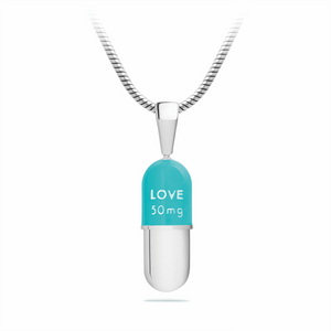 50 mg of Love Capsule Pendant, Sterling Silver, Miami Blue Top by Yohan Rodrigani