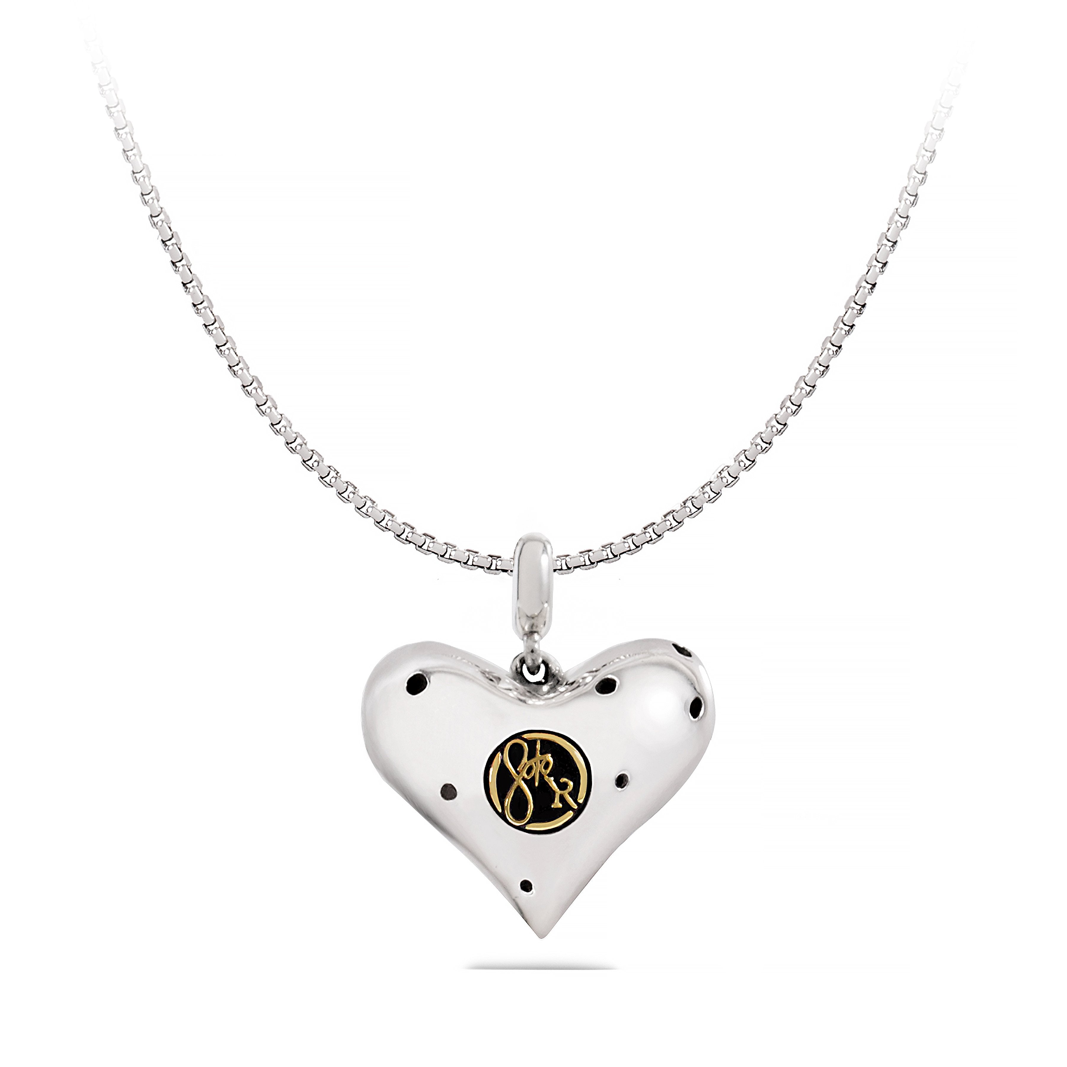Back of Sterling Silver Heart with Round Brass Signature Tag